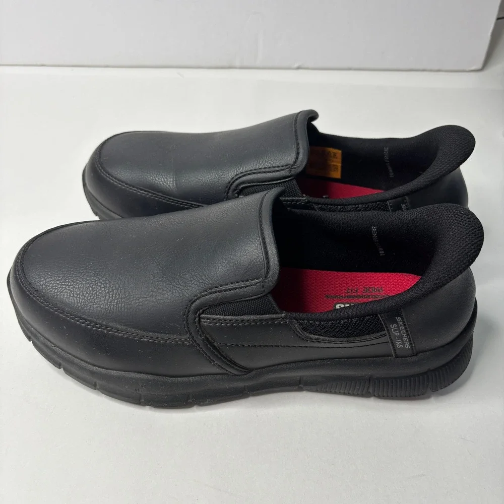 Skechers Slip-ins Mens 9.5 Wide Black Nampa-Groton SR Slip Resistant Work Shoes
